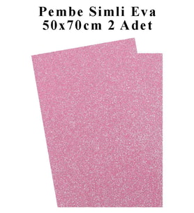 Pembe Simli Eva 50x70 cm 2 Adet Simli Eva Süngeri Okul Kreş Anasınıfı Elişi Etkinlikleri