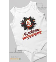 Biz Doğuştan Galatasaraylıyız Sıfır Kollu Bebek Zıbını %100 Pamuk
