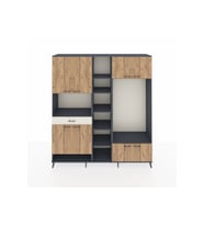 Hyperion Dolap 12 Raflı Tek Çekmeceli 8 Kapaklı 220x44x243 Antrasit-Çam/Aytaşı