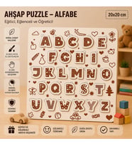 Ahşap Puzzle - Alfabe: Eğitici ve Öğretici Okul Öncesi Harf Öğrenme Seti (20x20 cm)