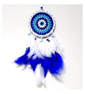 Bol Kuş Tüylü Beyaz Renk Dream Catcher El Yapımı Duvar Dekoru