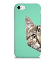 Apple iPhone 8 Uyumlu Lansman Kılıf Catface Tasarımlı Altı Kapalı İçi Kadife Kaplı Silikon Kapak (Şeffaf)