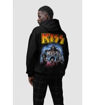 Kiss Baskılı Unisex Oversize Müzik Grubu Rock Metal Hoodie