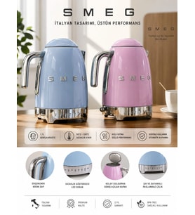SMEG 1,7 Litre Isı Ayarlı Elektrikli Su Isıtıcı Kettle – LED Göstergeli
