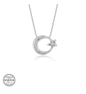 Swarovski Taşlı Gümüş Ayyıldız Bayan Kolye