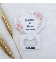 30 Adet Çiçek Baskılı Kalp Balon Açacak Magnet 7,5x8,5 Cm Uv Nikah Şekeri Nişan Hediyeliği-