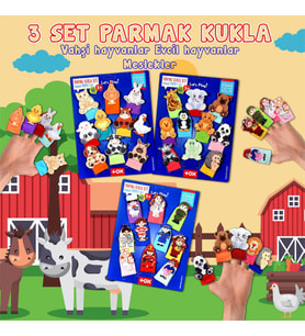 3 Set - 30 Parça Tox Evcil , Vahşi Hayvanlar ve Meslekler Parmak Kukla T772 T782 T762
