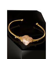 Sertifikalı Kelepçe Model Ayarlamalı Aaa Pembe Kuvars Taşı Bileklik - Kararmaz (Çok Renkli)