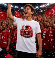 BK Gift Kişiye Özel Türkiye Taraftar Temalı 2026 Dünya Kupası Tasarımlı Çocuk Tişört-1, Tek Yürek Milli Takım Ruhu