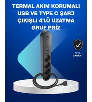Akıllı Akım Dengelemeli 4’lü Çoklu Priz Type-c Ve Usb Çıkışlı