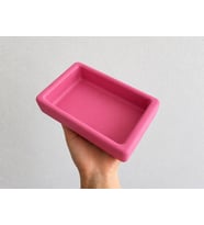 Dikdörtgen Model Beton Kedi Köpek Mama ve Su Kabı 18 x 10,5 x 4,5 cm - Pembe