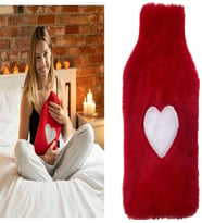 SICAK SU TORBASI PELUŞ KALPLİ,KIRMIZI TERMOFOR 21x13,5x2cm 500 ml