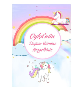 Unicorn Doğum Günü Afiş,Karşılama Panosu Branda Prens hdts1013-