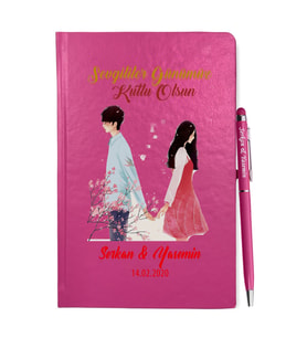 Sevgililer Gününe Özel Pembe Defter Kalem & Hediye Seti 27