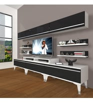Decoraktiv Ekoflex 8Y Mdf Silver Tv Ünitesi Tv Sehpası - Beyaz Siyah (Siyah - Beyaz)