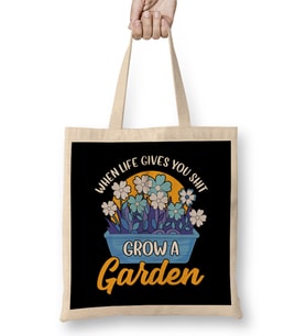 Funny When Life Gives You Shit Grow A Garden Pun Bez Çanta Uzun Saplı