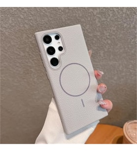 Coverzone Samsung Galaxy S25 Ultra ile uyumlu Deri G�r�nml� 2,5mm Kamera Koruma �?k?nt? Koruma Cowboy MagSafe ile uyumlu ?� Kadife Y�zeyli Silikon K?l?f Grey