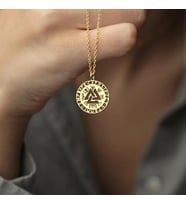 Kişiye Özel 925 Ayar Gümüş Viking Valknut Thor Runik Sembol Kolye (Gold)