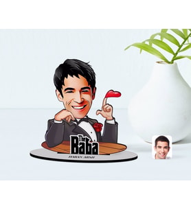 BK Gift Kişiye Özel Godfather Baba Karikatürlü Ahşap Biblo Model-6 (Beyaz)
