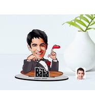 BK Gift Kişiye Özel Godfather Baba Karikatürlü Ahşap Biblo Model-6 (Beyaz)
