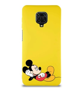 Xiaomi Redmi Note 9S Soft Premier Kapak Mickey Mouse-F Tasarımlı Silikon Kılıf - Sarı (Şeffaf)