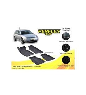 Paspas 3d X-mat Havuzlu Volkswagen Golf 4 (98-03) (siyah) (Siyah - Beyaz)