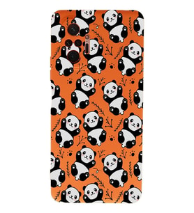 Xiaomi Redmi Note 10 Pro Uyumlu Lansman Kılıf Panda Tasarımlı İçi Kadife Kapak-Turuncu (Şeffaf)