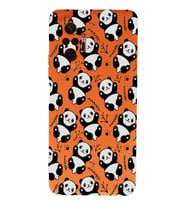 Xiaomi Redmi Note 10 Pro Uyumlu Lansman Kılıf Panda Tasarımlı İçi Kadife Kapak-Turuncu (Şeffaf)