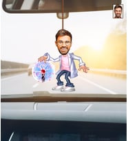 Kişiye Özel Karikatürlü Elektrik Mühendisi Ahşap Araba Dikiz Ayna Süsü
