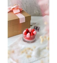 Kristal Cam Içinde Kokulu Dekoratif Soya Çift Renk Çilek Hediyelik Mum (Çok Renkli)
