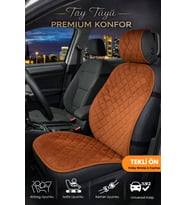 Oto Koltuk Kılıfı Tay Tüyü 4 Katmanlı Minder Tekli Ön Terletmez, Kaymaz, Su Geçirmez, Airbag Uyumlu - Taba