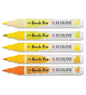 Talens Ecoline Brush Pen Fırça Uçlu Kalem 5 Renk Set YELLOW 
