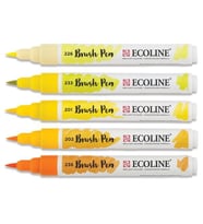 Talens Ecoline Brush Pen Fırça Uçlu Kalem 5 Renk Set YELLOW 