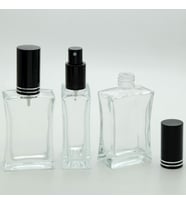 PARFÜM ŞİŞESİ 50 ML (5 ADET) SİYAH KAPAK METAL VALF İÇBÜKEY BOŞ ŞİŞE