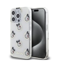Apple iPhone 15 Pro Uyumlu Kılıf Hello Kitty Orjinal Lisanslı Elektroplating Kaplama Kabarcık Baskılı Kapak (Beyaz)