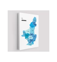 Adana İli ve İlçeler Haritası  Dekoratif Kanvas Tablo 1247