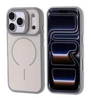 iPhone 17 Pro Kılıf M-safe Şarj Özellikli Kamera Standlı Notron Kılıf (Gri)