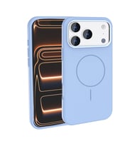 Apple iPhone 17 Pro Max Kılıf M-Safe Şarj Özellikli Kaymaz Silikon Edi Kapak (Açık Mavi)