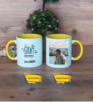 Erkek Sınıf Öğretmenine Hediye Kupa Bardak Sarı Fotoğraflı Öğretmenler Günü Hediyesi