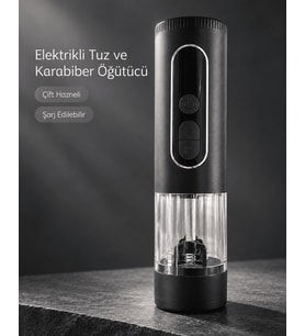 Lexroo Mutfak ve Sofra Kullanımına Uygun Çift Hazneli Elektrikli Tuz Karabiber Öğütücü