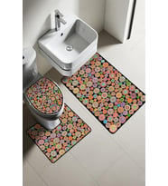 Modern Desenli Dijital Baskı 3’lü Banyo Paspas Takımı Yıkanabilir Kaymaz Tabanlı Klozet Takımı KLZ0059 (Çok Renkli)