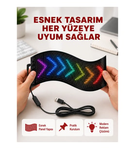 Mey İthalat® USB Destekli LED Mağaza Tabelası – Renkli RGB Kayan Yazı Paneli