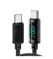 ScHitec PD100W 5A Type-C to Type-C Dijital Göstergeli Örgülü Hızlı Şarj Data Kablosu Siyah