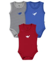 Civil Baby Dinazor Baskılı 3 Lü 0-36 Ay Çıtçıtlı Badi - Kırmızı