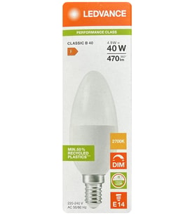 (1 Adet) Ledvance 4,9W Sarı Işık (2700K) E14 Duylu (İnce Duy) Led Ampul