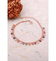 Gurmet Mix Taşlı Rose Gümüş Bileklik 3728