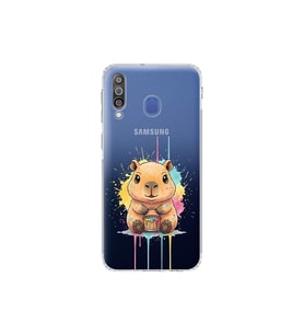 Samsung Galaxy M30 ile Uyumlu Splash Kapibara Tasarımlı Şeffaf Silikon Kılıf