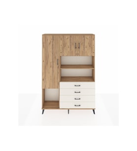 Arges Dolap 7 Raflı 4 Çekmeceli 3 Kapaklı 132x30x195 Çam-Çam/Aytaşı