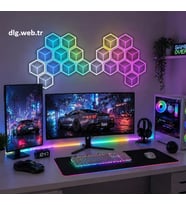 RBİC Altıgen 3D Duvar Led Paneli Uygulama & Kumanda Beyaz