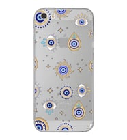 PrintiFy iPhone 5S ile Uyumlu Nazar Boncuğu 5  Kamera Korumalı Şeffaf Silikon Kılıf